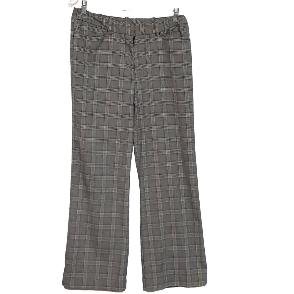 Vintage 90s Y2K Womens Pants 8P Black Plaid Straight Leg Pockets